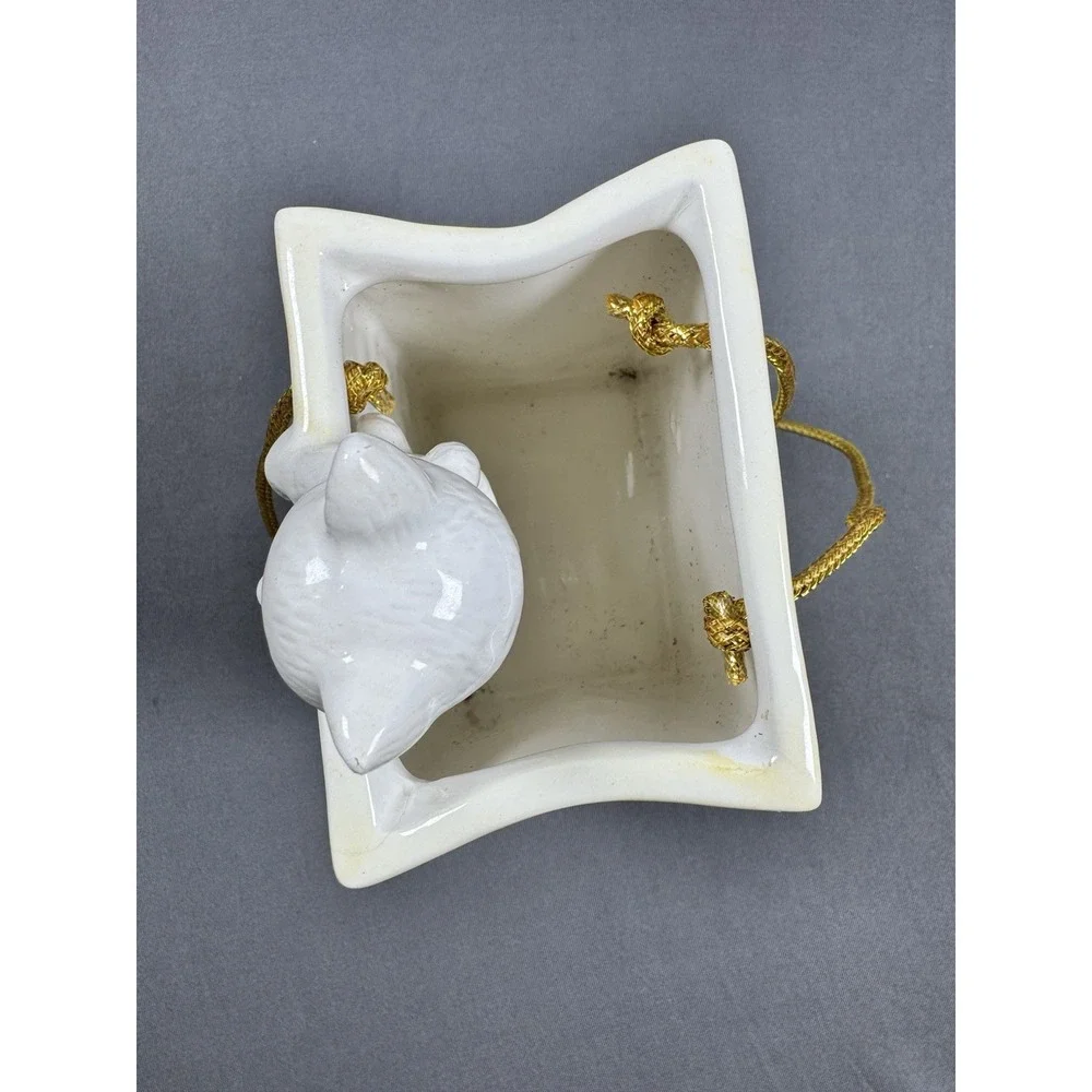 Porcelain Cat Bag w/gold paws w/Cat peeking‎ out Cute!